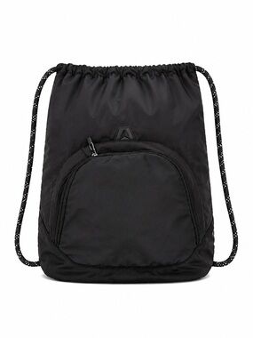 VERTX Black Tactical Drawstring Backpack Reflective Cord Zip Pocket 18x15